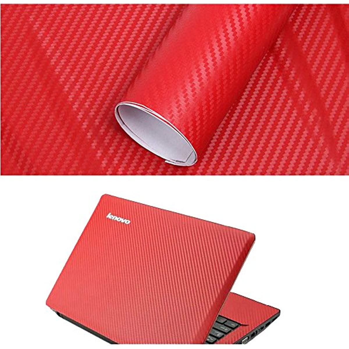 3D Fibra de Carbono Vinilo Coche DIY Wrap Sheet Roll Película Adhesiva Calcomanía - Color Rojo 127X30cm 50"X11.8" (Rojo)
