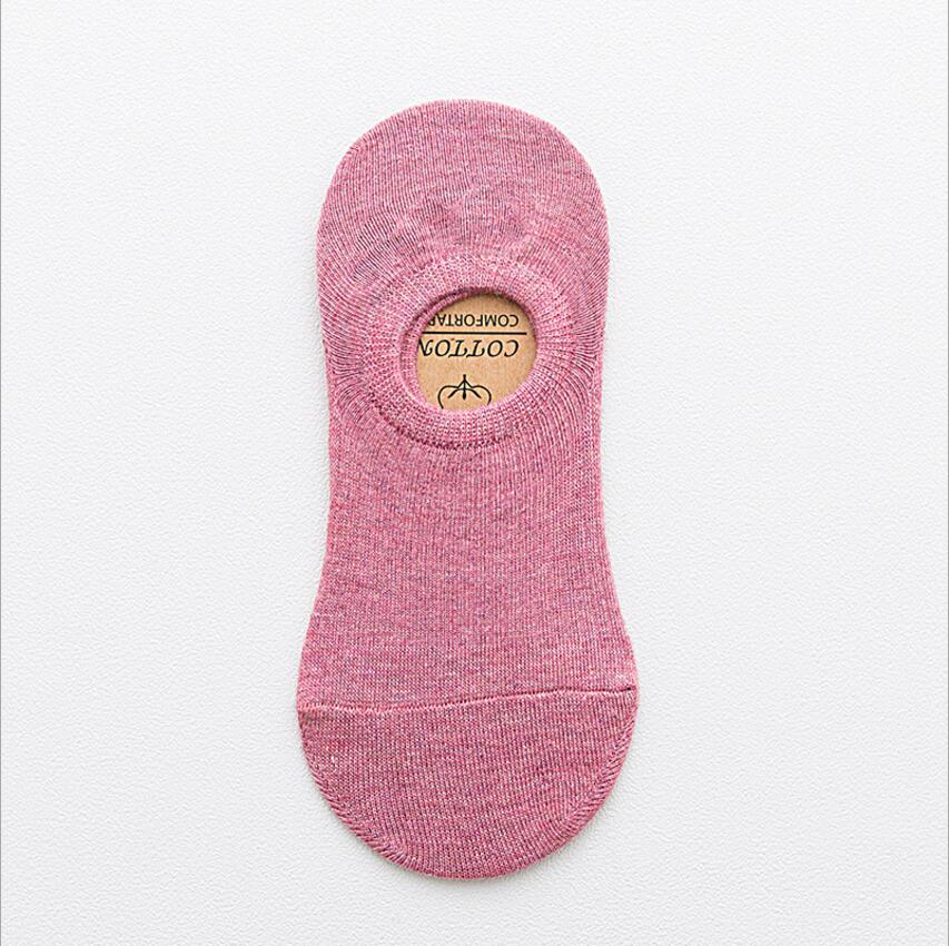 1 pair of spring and summer products solid color invisible socks cotton silicone anti-skid ladies socks boat socks: 4