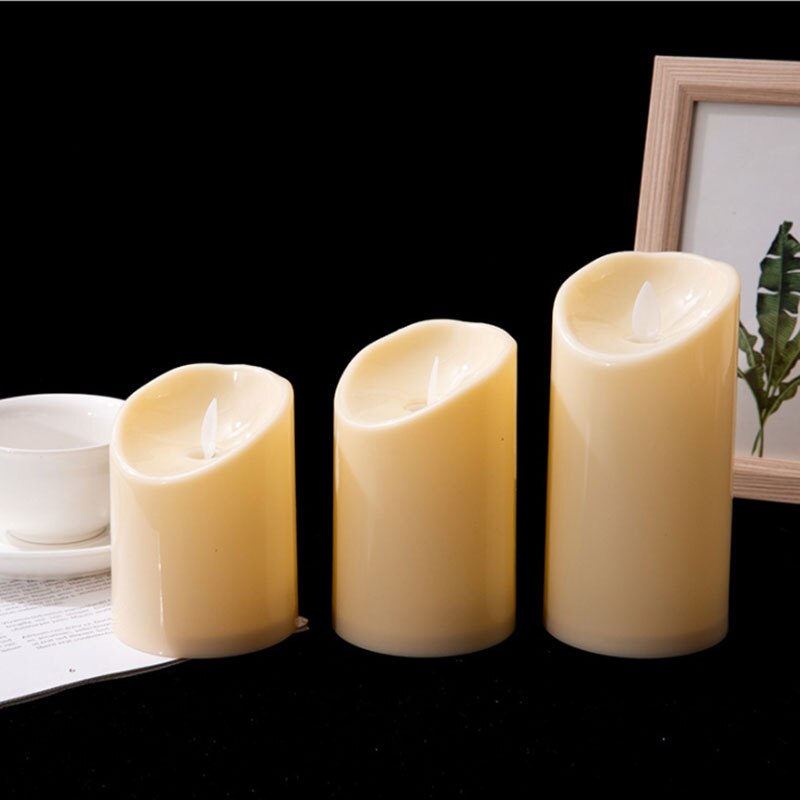Pack of 3 Remote Control Moving Wick LED Flameless Candles , Flickering Battery Operated Pillar Candles With Realistic Flame