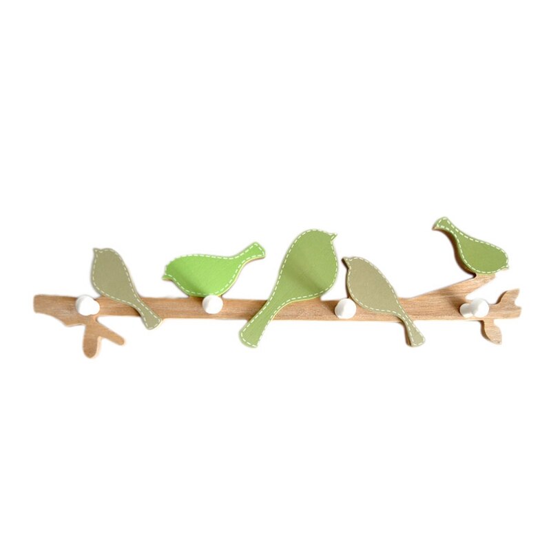 4 Haken Home Decoratieve Haken Vogel Houten Kapstok Rail Kleerhanger Woonkamer Decoraties Haak: Default Title