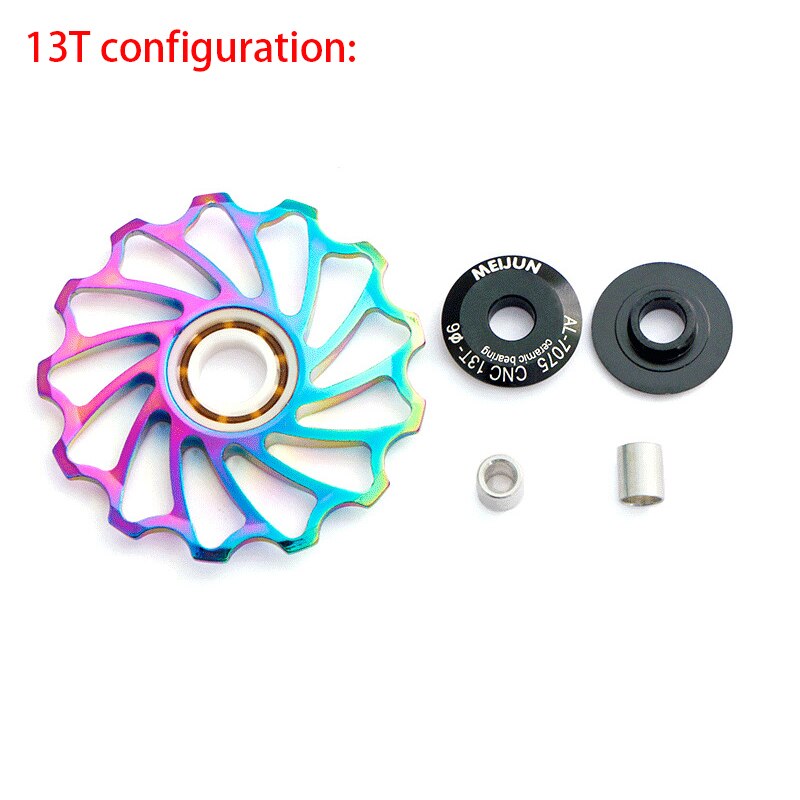 2 stk meijun fargerike 11t 13t guide sykkel keramikk pilsner jockey hjul keramisk trinse 7005 aluminiumslegering mtb bakgir
