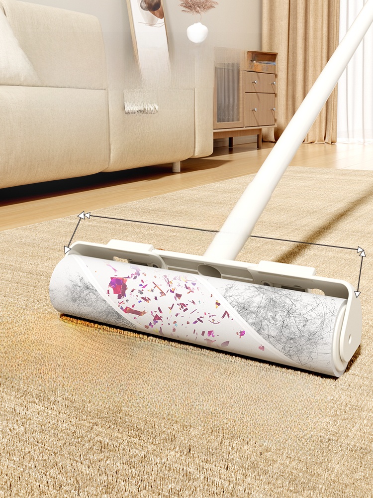 Long Pole Stiy Hair Remover Roller Large Size Tearable Paper Bed Hair Roller Bru Floor Hair Wheel Household Cleaning Tool
