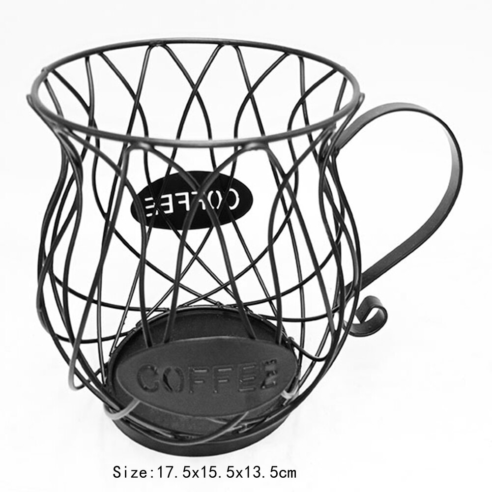 Metal Coffee Capsule Basket Multifunction Hollow Iron Stand Holder Coffee Pods Storage Shelves Rack Home Cafe Hotel Coffeeware: D Black