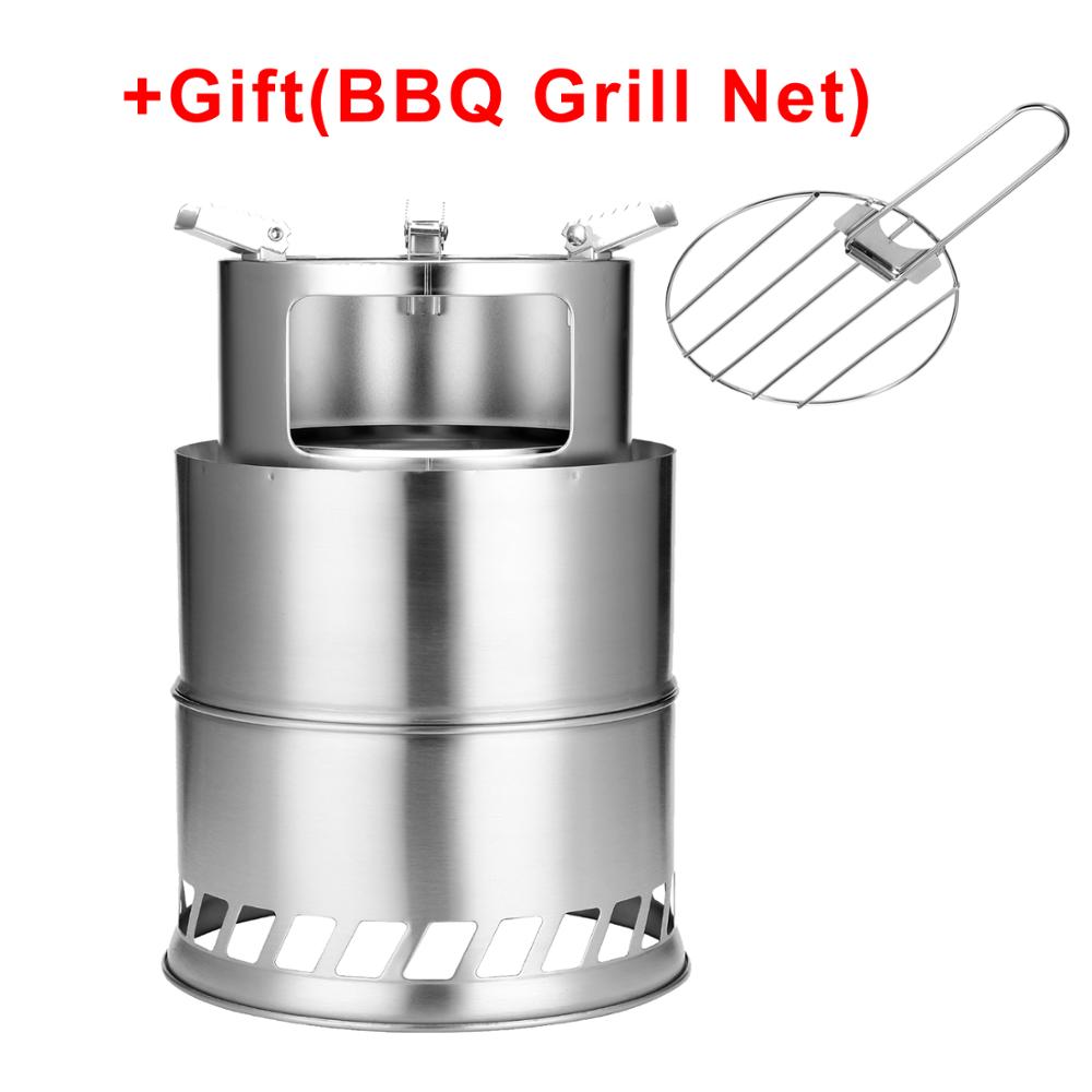 Camping Furnace Wood Stoves Portable Picnic BBQ Stoves Cross Border AT6319/AT6318 Windproof Cooking Stainless Steel Wood Burner: AT6318