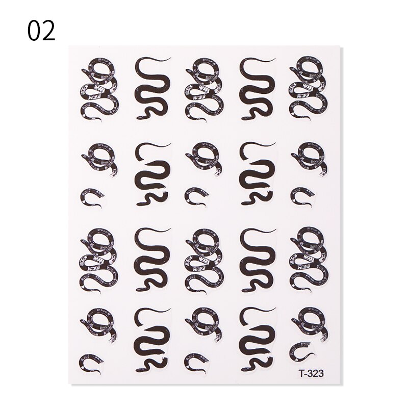 Zwart Kleurrijke Snake Designs 3D Nail Stickers Sexy Geometrische Lepard Nail Stickers Diy Nail Art Decorarion: 02