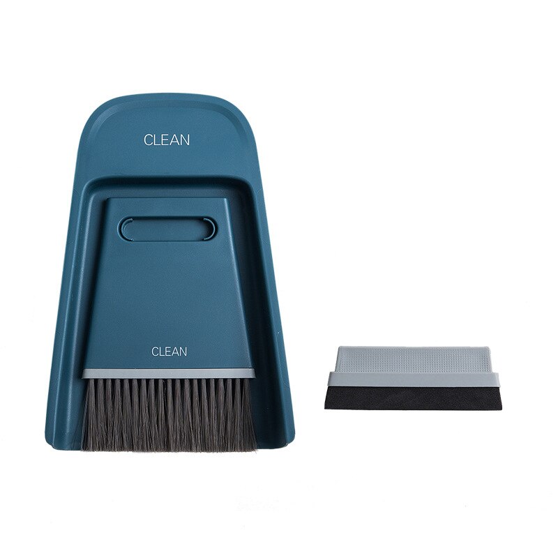 Conjunto de escoba y recogedor para el hogar, escoba pequeña mágica de pelo suave para barrer, cepillo de Limpieza de escritorio, limpiaparabrisas para raspar: Blue