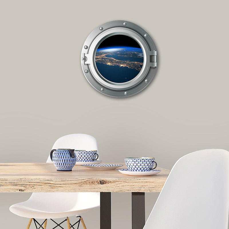 Universe Outer Space Stickers Home Decor Decals 3D PVC Solar System Earth Mars Planet Wall Stickers for Kids Rooms Bathroom