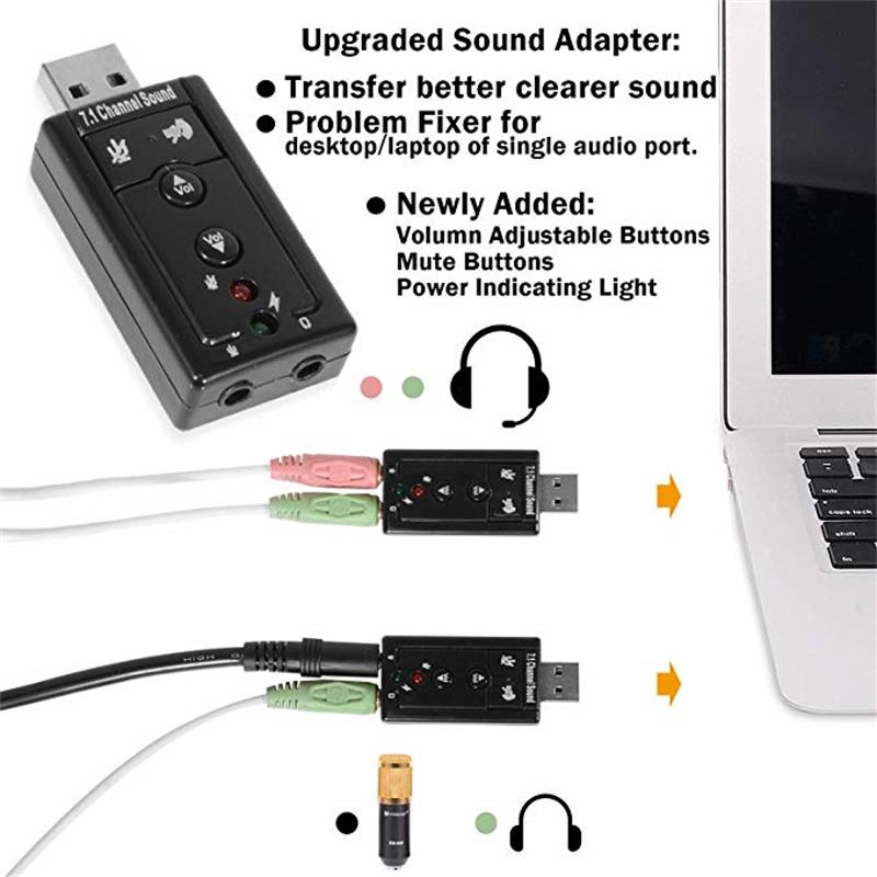! FELYBY External USB Sound Card | Audio Adapter USB 2.0 | 3.5mm Jack to Connect Microphone & Speaker or Headphone