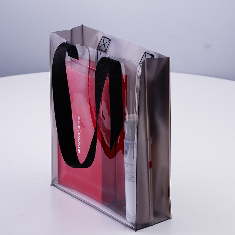 PVC transparent Gefrostet Kunststoff Tote Hanbag Käufer Einkaufstüte wiederverwendbar Einkaufen Waschen Kosmetik Lagerung: 2 / 21x25x7cm