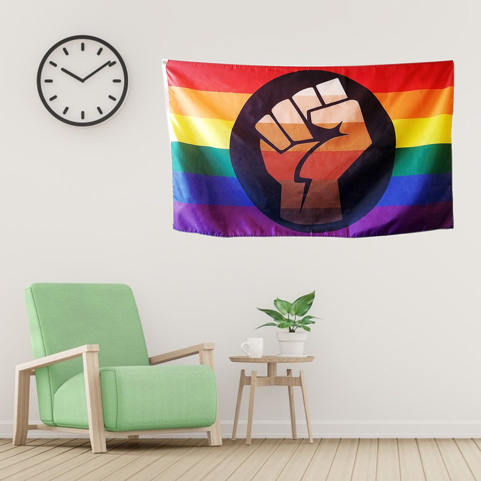 Pride Rainbow Pattern Flag Anti-fading Banner For Outdoor Or Indoor, Copper Ring On The Left Side Easy To Install