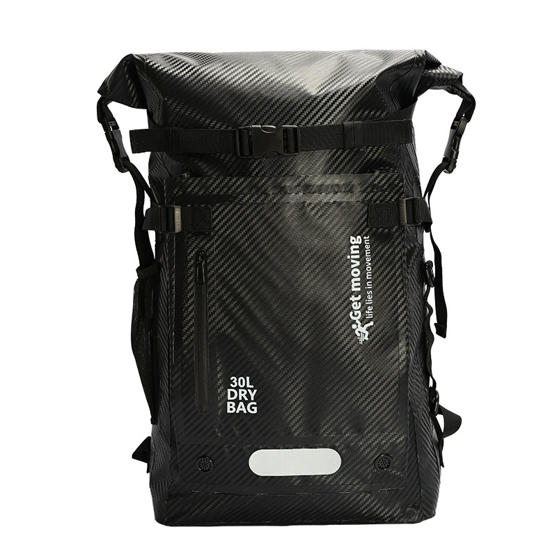 30L Waterproof backpack, travel backpack storage bag, sports outdoor bag, beach swimming waterproof bag, dry wet separation: black