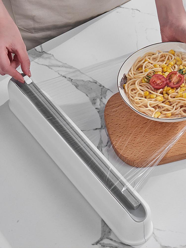 Food Wrap Dispenser with Cutter Reusable Cling Film Dispenser