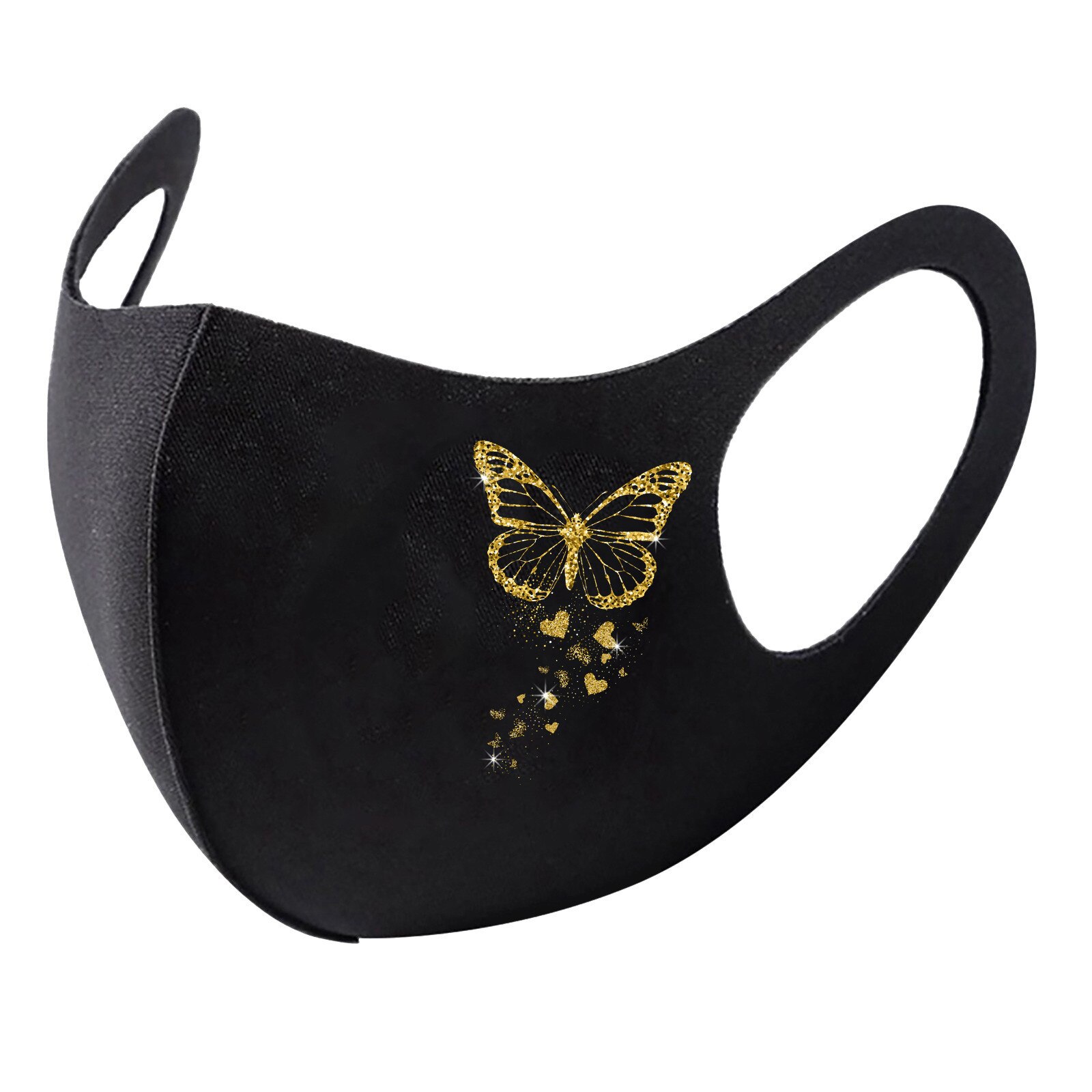 1PCS Shiny Butterfly Black Mouth Face Mask Washable Cotton Mouth Face Masks Mouth Cover shield Masque Face Mask Cloth Mask: E