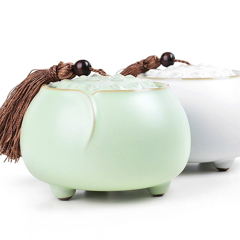 Lotus Keramische Thee Doos Groene Witte Thee Koffie Suiker Opslag Jar Kruiden Bus Voor Keuken Voedsel Containers Snoep Kom Met deksel