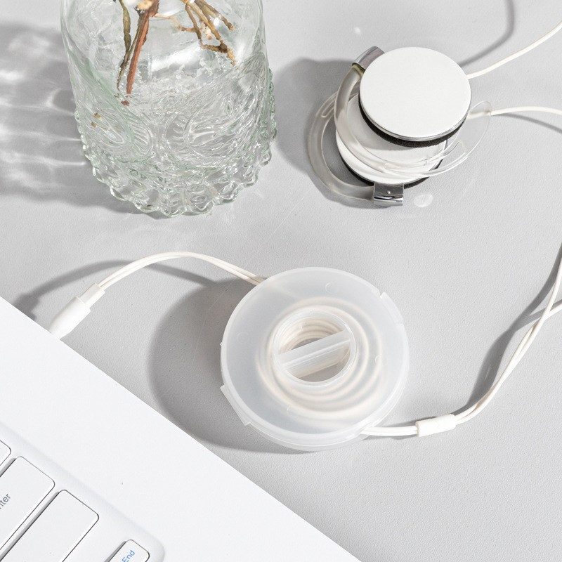 Draagbare transparante kabelorganizer, kabelbeheer, usb-kabeloproller, uitschuifbare telefoonhouder, oplader, kabelopberger