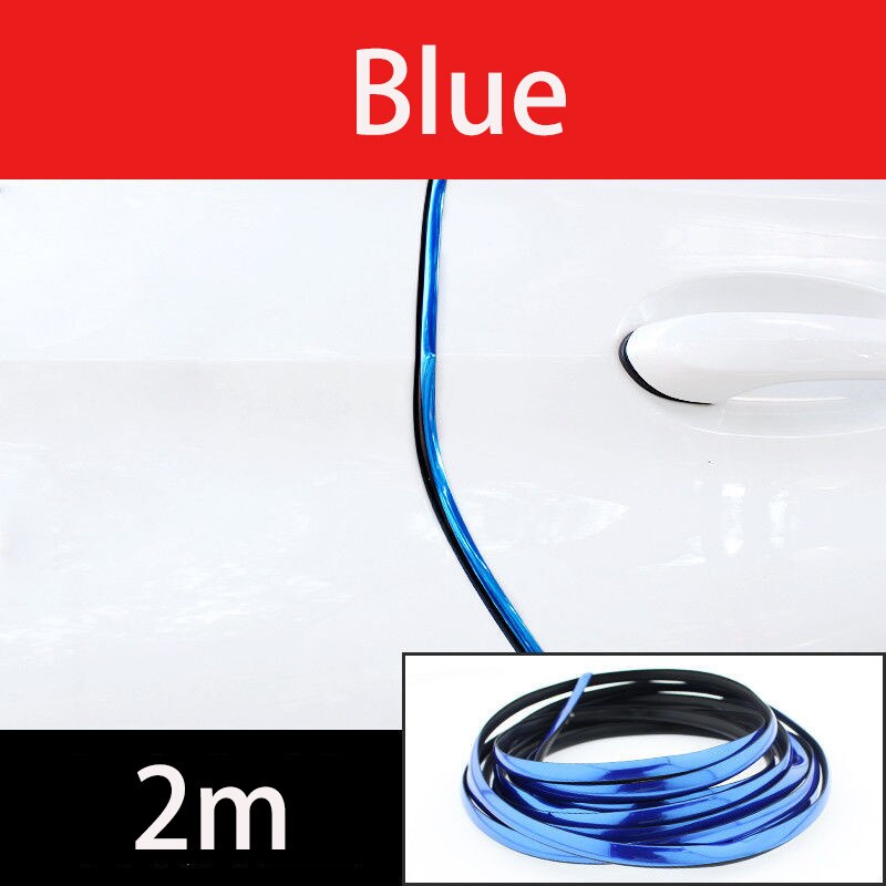 Chrom Auto Tür Rand Schutz Streifen Lärm Isolation Dicht Auto Tür Gummi Dichtung Streifen Klang Isolierung Tür Schutz: Blau 2m