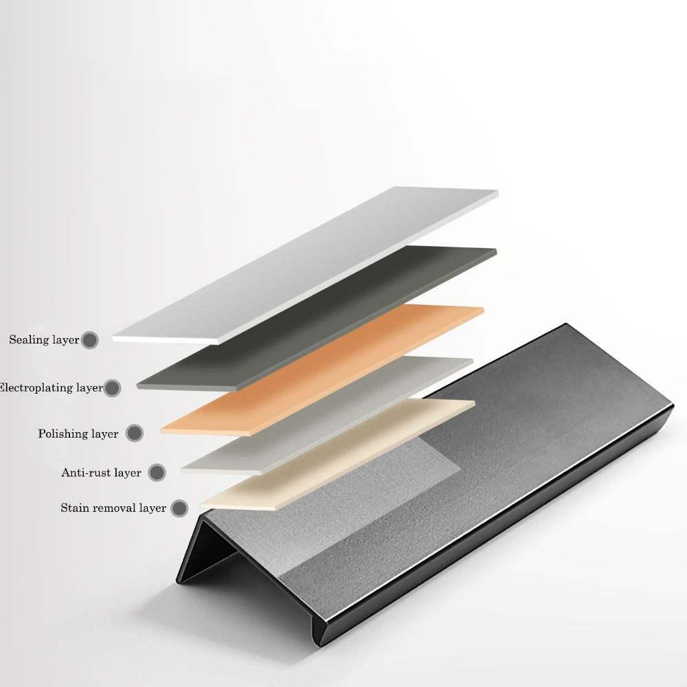 Skjulte skabsgreb i aluminiumslegering, skjulte antioxidante skuffegreb, moderne, snavsafvisende skabsdørgreb