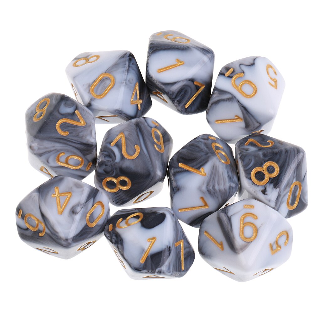 10pcs 10 Sided Dice D10 Polyhedral Dice for Education or school supplies