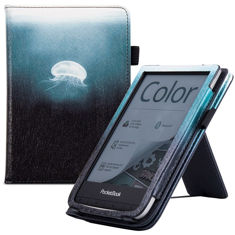 PocketBook – livre de poche tactile HD 3/5/Basic Lux 2/PocketBook Basic 4/Pocketbook, étui de 633 couleurs avec support/repose-main: Jellyfish