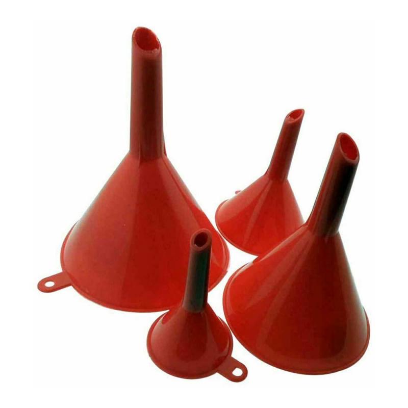 4pcs Set Multi Use Plastic Funnel Oil Filling Funnel household kitch Liquid Petrol Funnel Kits Red household kitch
