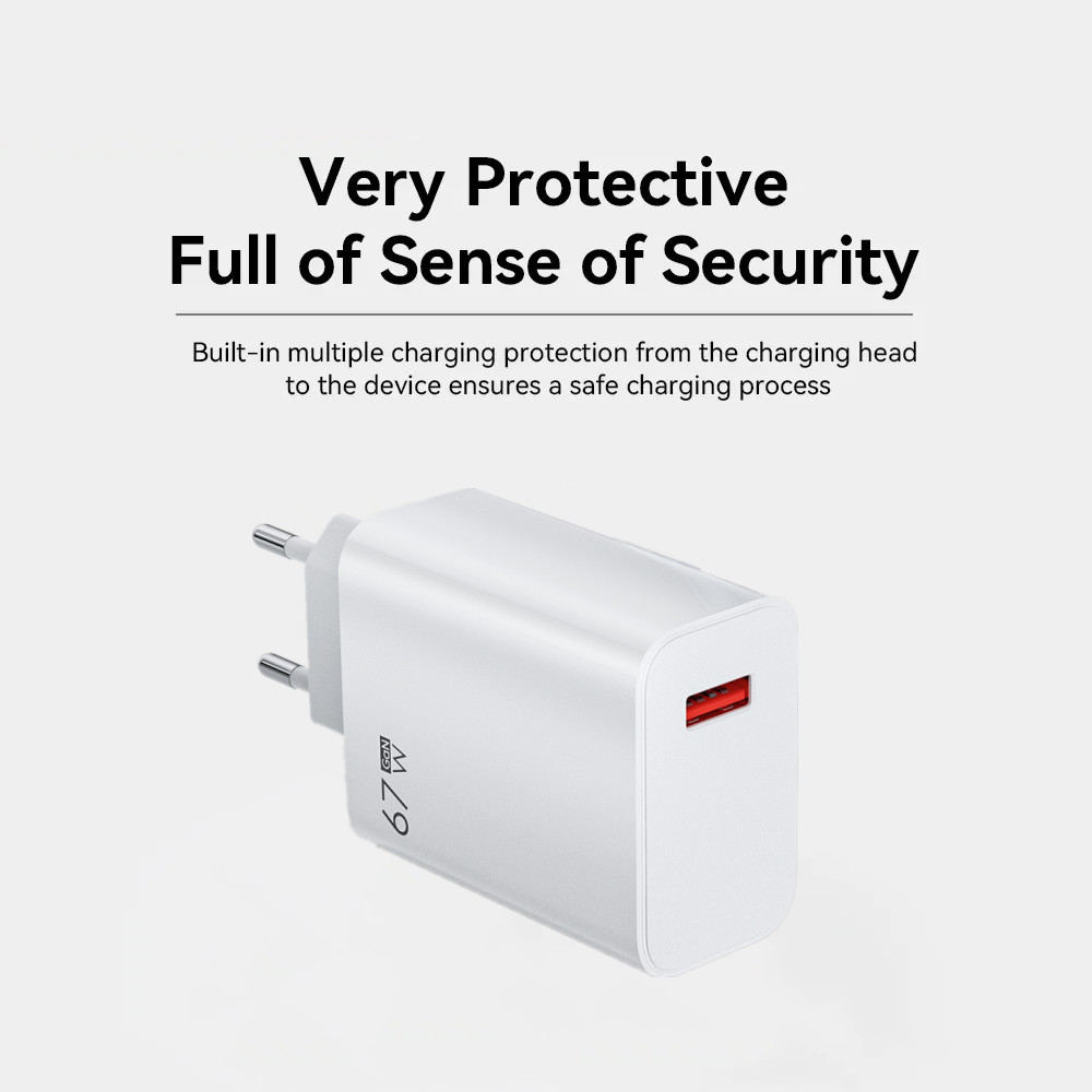 67W USB-snellader Quick Charge 3.0 voor Xiaomi Mi 14 13 12 11 Pro Mobiele telefoonoplader Adapter 6A USB Type C-kabel Reisstekker
