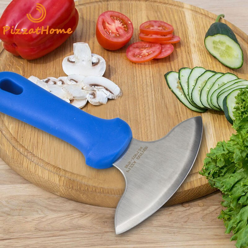 PizzAtHome Multifunctional Arc Chopper Knife Stainless Steel T-Grip Rocker Knives Salad Rocking Chopper Knife Plastic Handle