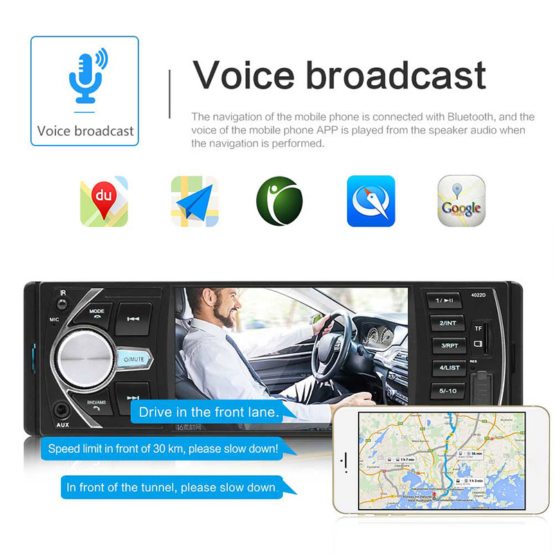 Autoradio 4.1'' Car Radio 1Din Audio Stereo FM Bluetooth Steering Wheel Remote Control Intelligent Dynamic Reverse Camera