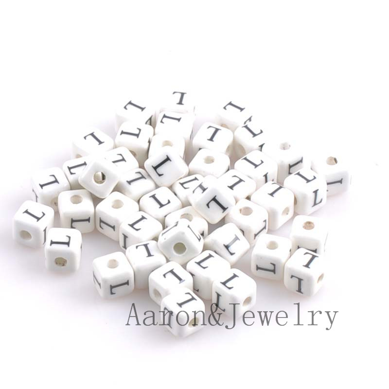 heißer Weiß A-Z Gemischte Buchstaben Alphabet Würfel Keramik Buchstaben Perlen passen Schmuck machen 8mm 10 stücke YKL0355X