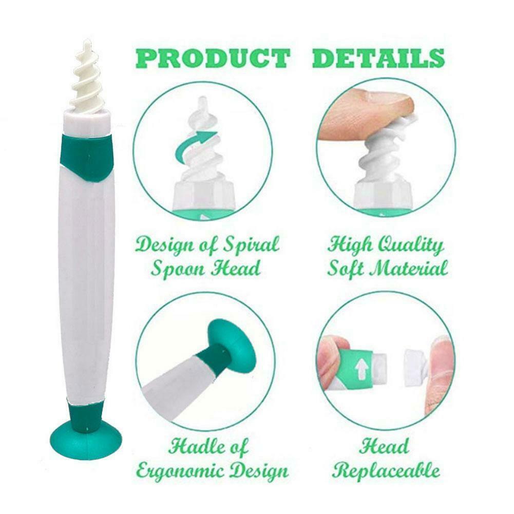 Q-Grips+16pcs Earpick Wax Remover Ear Cleaning Sticks Ear Cleaner Ear Wizard Wax Removal Spiral Soft Swab Pick Tool Set