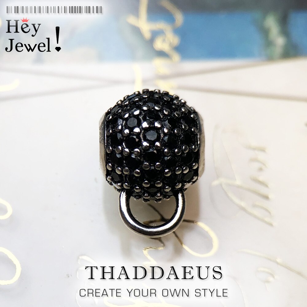 Beads Carrier Black CZ Pave 925 Sterling Silver Fits Bracelet Europe Vintage Karma Charms European Jewelry Accessories