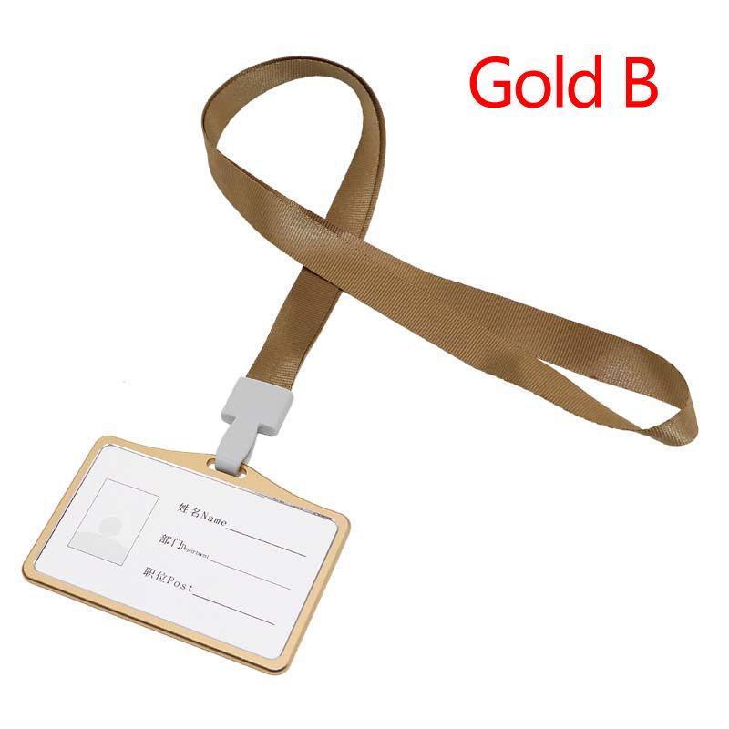 1Pc Aluminium Werk Naam Kaarthouders Visitekaartje Werk Card Id Badge Lanyard Houder Verticale Metalen Id Business case: Gold B