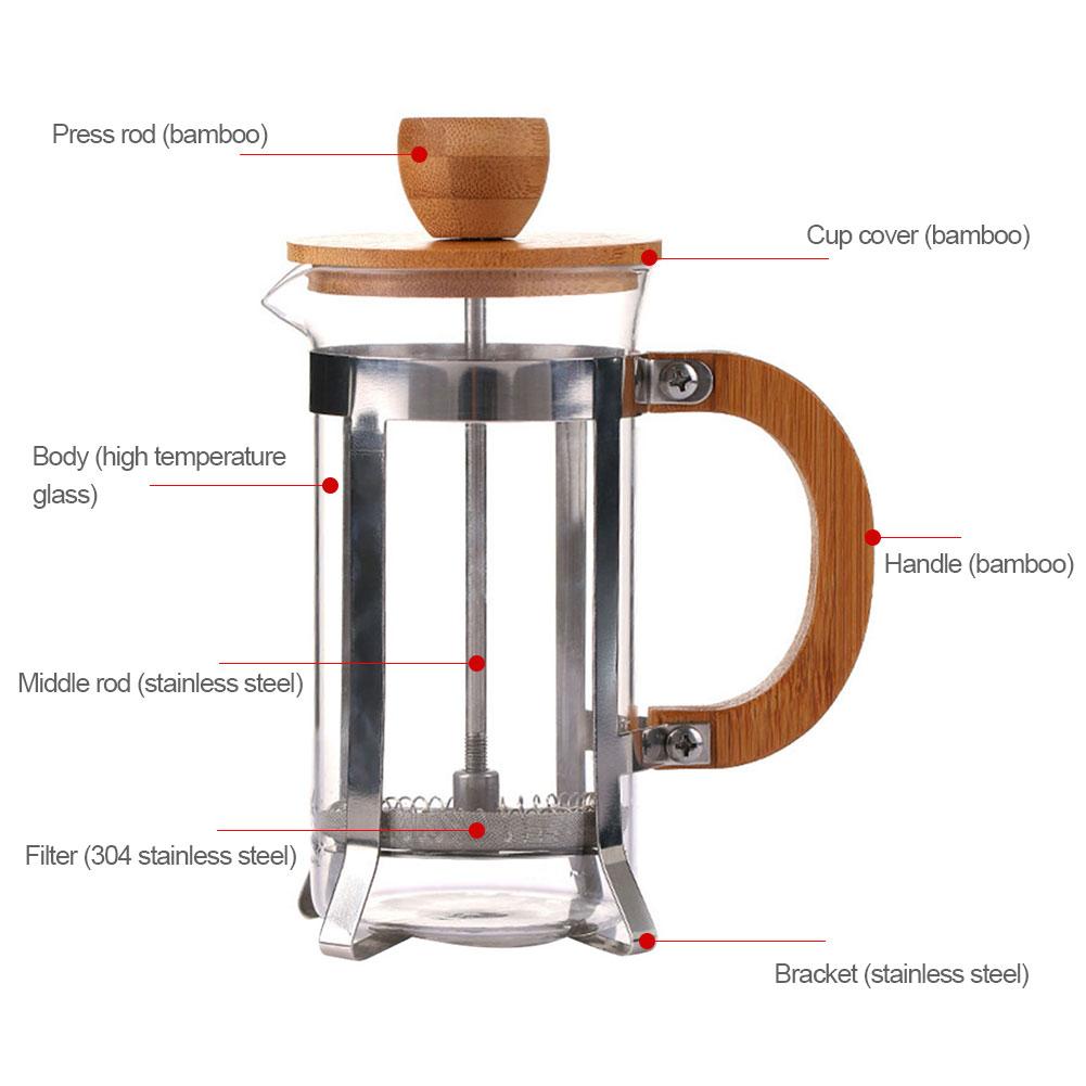 Rustfritt stål fransk press kaffestempel tekoker cafetiere house perkolator filterpresse 350/600/800ml kaffekjeler