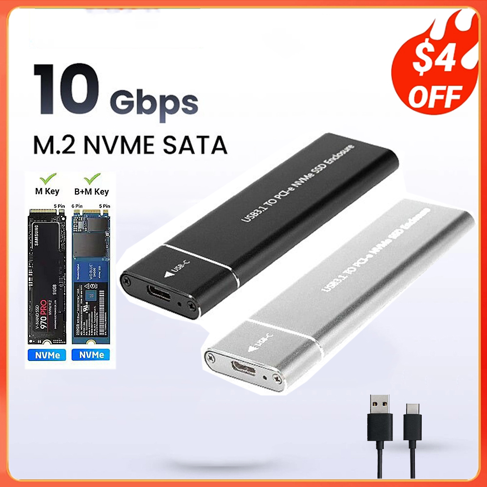 Boîtier M2 SSD USB3.1 M.2 SATA SSD, boîtier M.2 vers USB Type C 3.1, adaptateur SSD, boîtier de disque dur externe en métal solide pour téléphone portable