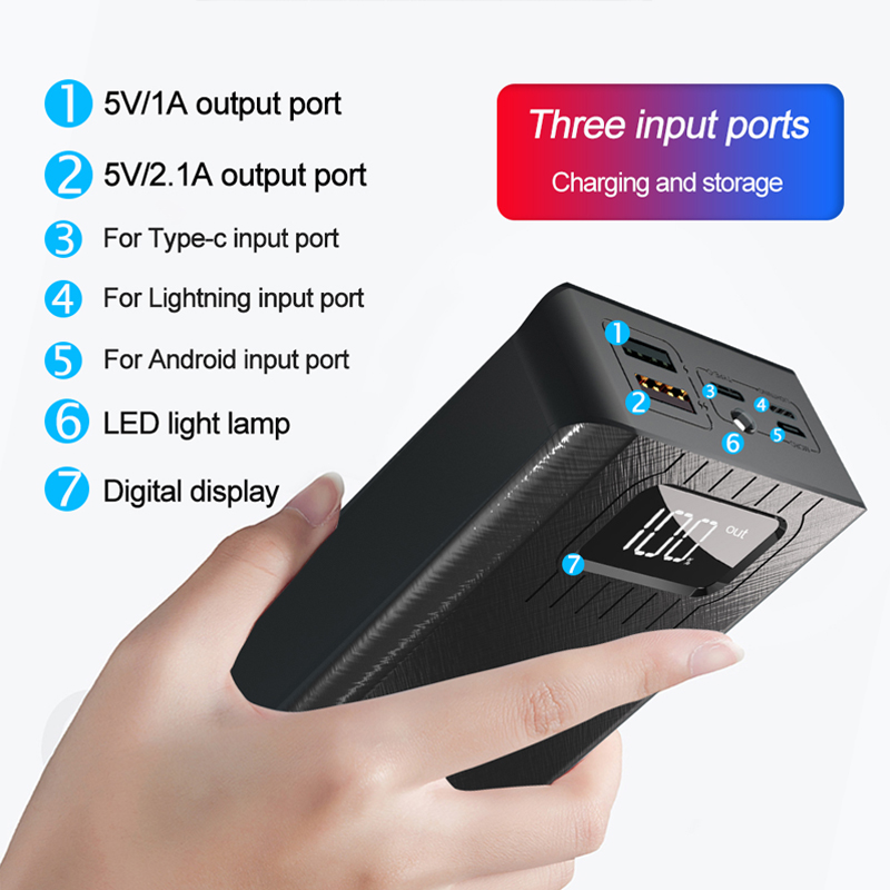 Mini 50000mah Power Bank LCD Digital Display Power Bank Dual Usb Ports Charger Portable External Battery for Smartpone