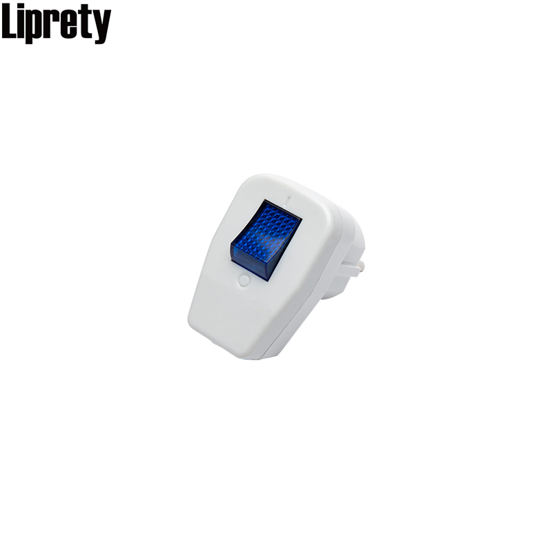 Adaptador de enchufe eléctrico de la UE, interruptor de botón pulsador, enchufe de la UE, convertidor blanco macho, adaptador, tipo de enchufe desmontable: Default Title