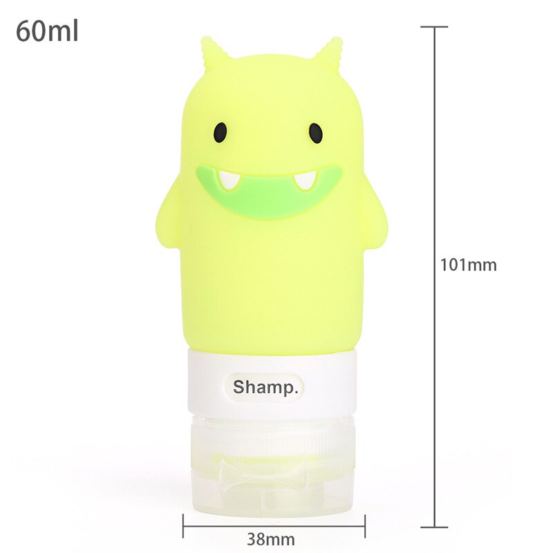 3/1pcs portable Outdoor travel set bottle squeeze cartoon animal modeling bottle Silicone little empty bottl Multi-purpose: 60ml yellow
