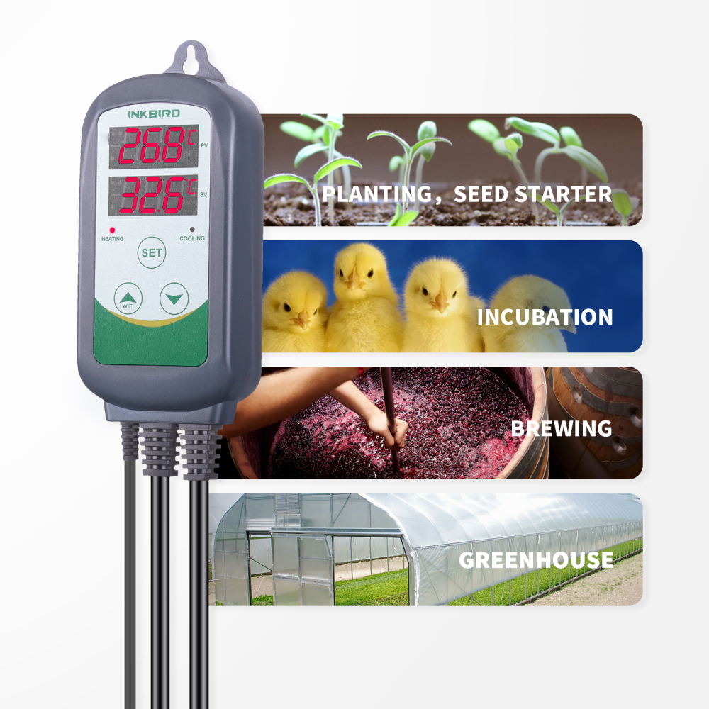 Inkbird ITC-308 promis chauffage et refroidissement double relais régulateur de température double fenêtre affichage thermomètre réfrigérateur ventilateur