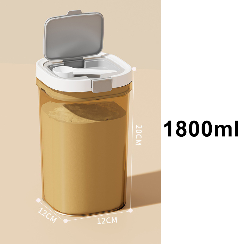 Récipient hermétique de stockage des aliments avec cuillère, pot de cuisine de 800/1300/1800 ml pour farine, sucre, café, sans BPA, empilable, facile à nettoyer: jaune clair