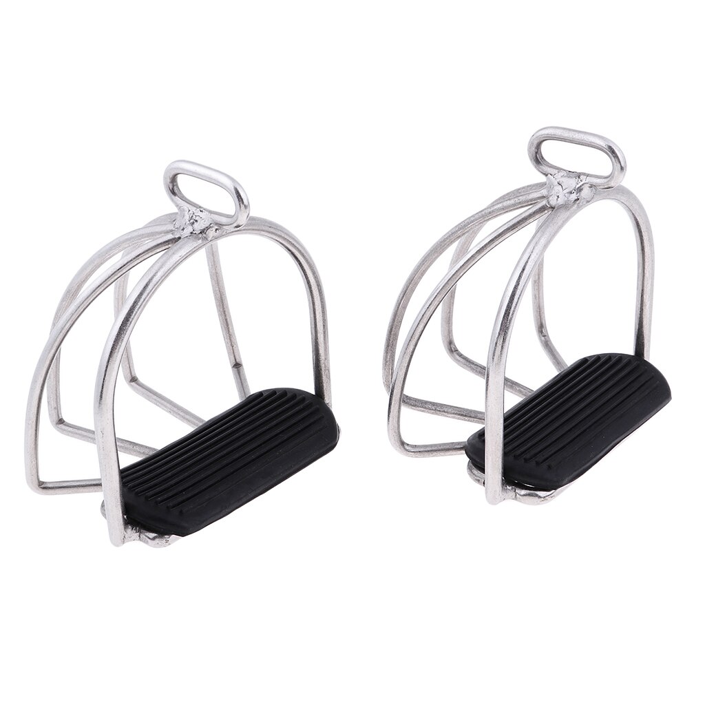 Horse Riding Stirrups English, Endurance Stainless Steel.Stirrups Equestrian Treads with Wide Safety Toe Cage
