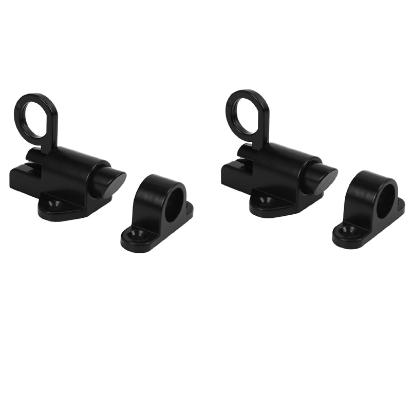 2X Aluminum Alloy Security Automatic Window Gate Lock Spring Bounce Door Bolt Latch, Black: Default Title