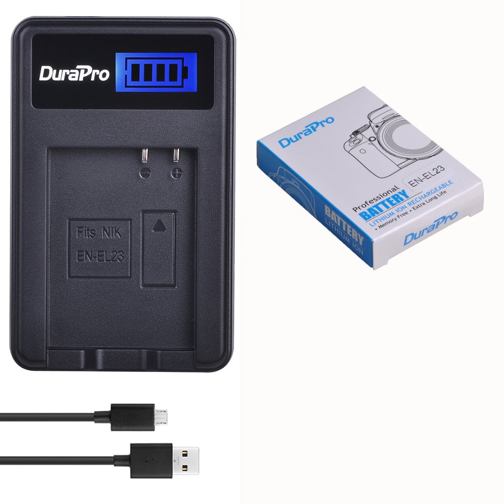DuraPro-Batería de ion de litio recargable, EN-EL23 EN EL23, 1850mAh, 3,8 V, Cargador USB con LCD para cámara Nikon COOLPIX P600, S810c, P900, P610