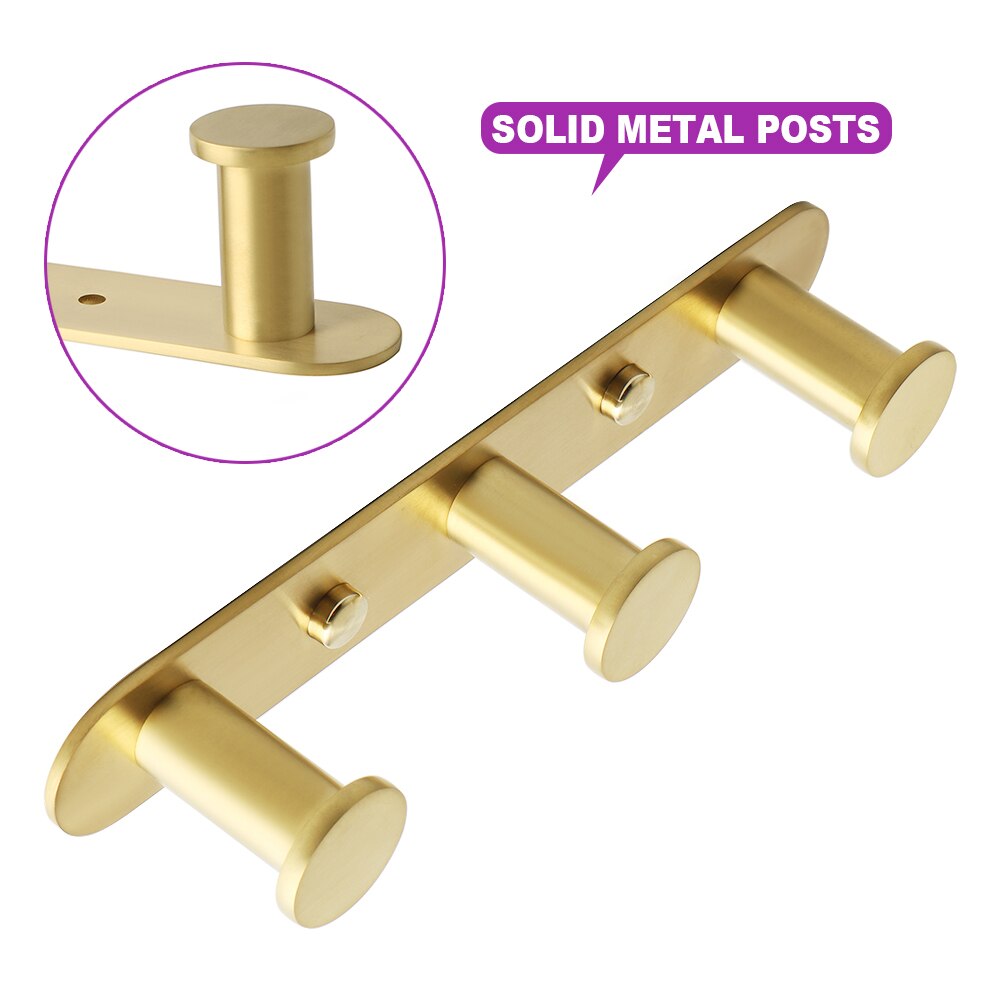 Gancho para colgar en la pared del baño, Perchero de acero inoxidable 304, accesorios de baño negros, 3-6 ganchos