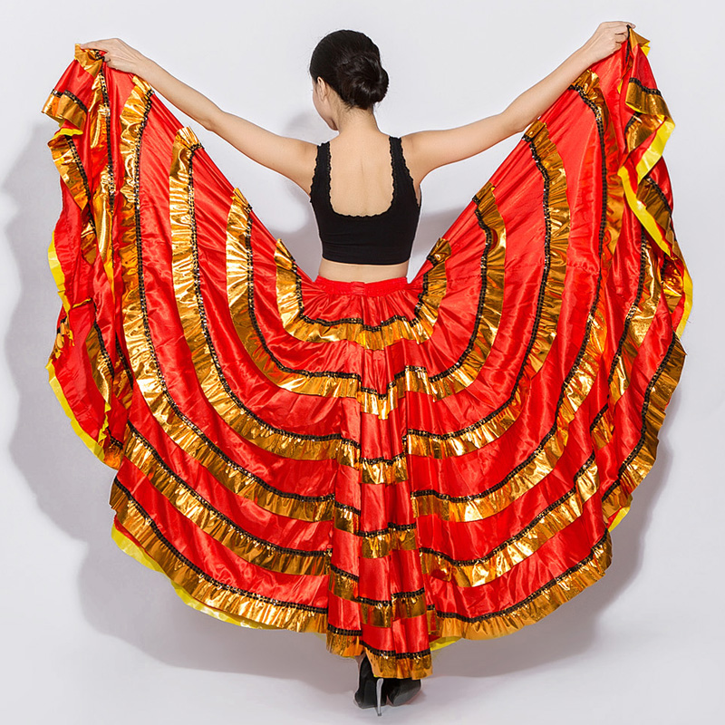 Opening Dance Performance Show Costume Spain Nation Large Swing Bust Skirt Adult Female Chorus Dance Practice Wear Suit H627