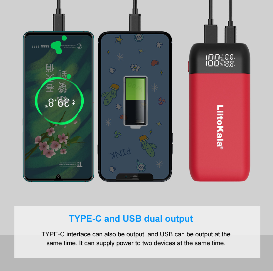 VeitoKala Lii-MP2 Lii-D4XL Lii-C2 18650 21700 Chargeur De Batterie Rechargeable Et Power Bank QC3.0 Entrée/Sortie Affichage Numérique