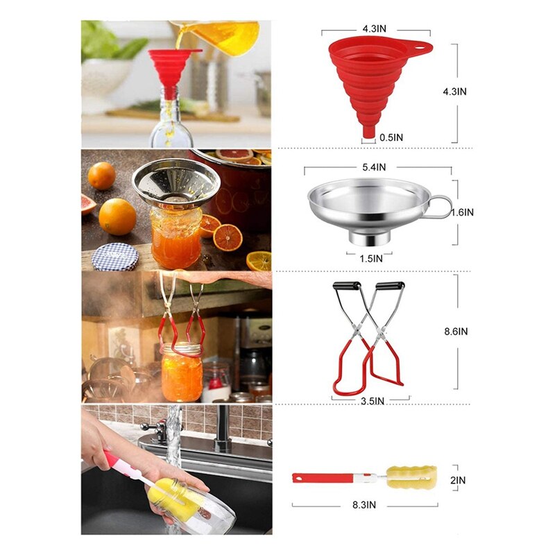 Canning Kits,Canning Jar Lifter with Grip Handle Stainless Steel Canning Wide Funnel,for Kitchen Canning Tools Set