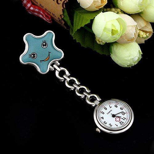 Women's dazzler Face Nurse Brooch Fob Tunic Pocket Watch Star Shape Pocket Watch