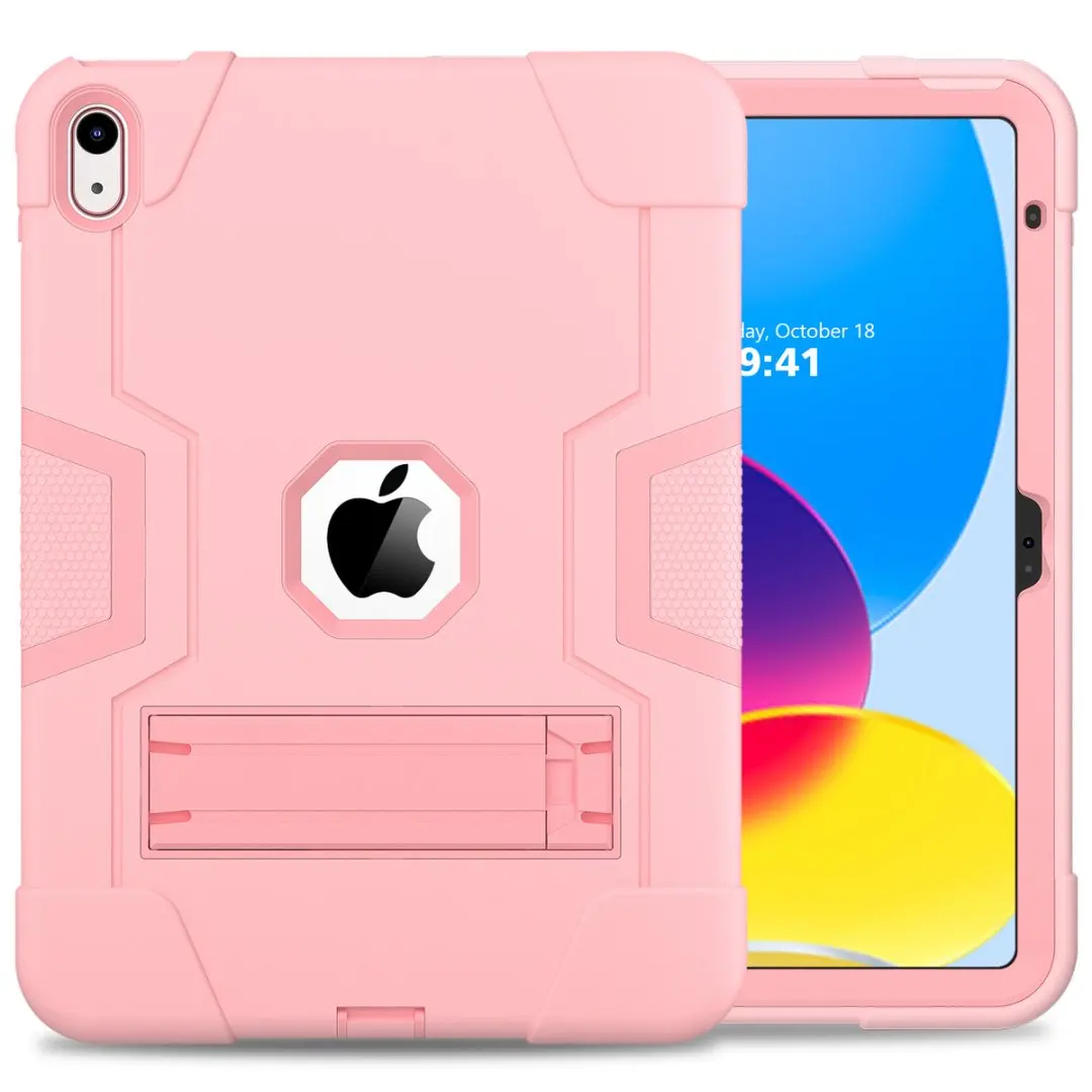Para Apple IPad 11th Gen A16 2025 Funda con soporte de armadura Funda para IPad 10th 2024 Airbag protección a prueba de golpes carcasa soporte para tableta: 12,4 / Rosa