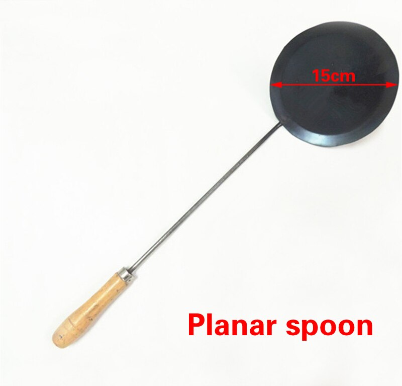 Cuillère à friture pour beignets, huile, Baba, cuillère en fer Durable, Portable, fer à la main, antiadhésif, louche, Wok, spatule pour aliments: 15cm Planar spoon