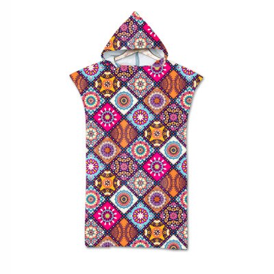 Toalla de playa con capucha de microfibra para adultos, Poncho de secado rápido con Mandala para piscina, Surf, toallas de baño, traje de baño cambiante, bata y capa: B Towel Poncho