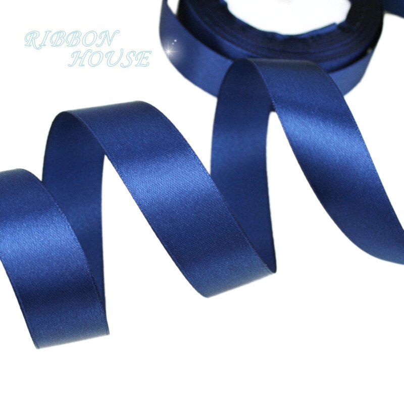 (25 yards/roll) Deep Blue Single Face Satin Ribbon Wrapping Christmas ribbons